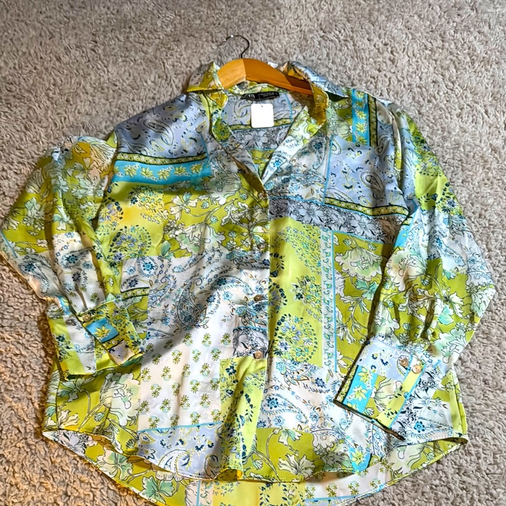 Floral Patchwork Button-Up Shirt - image 1